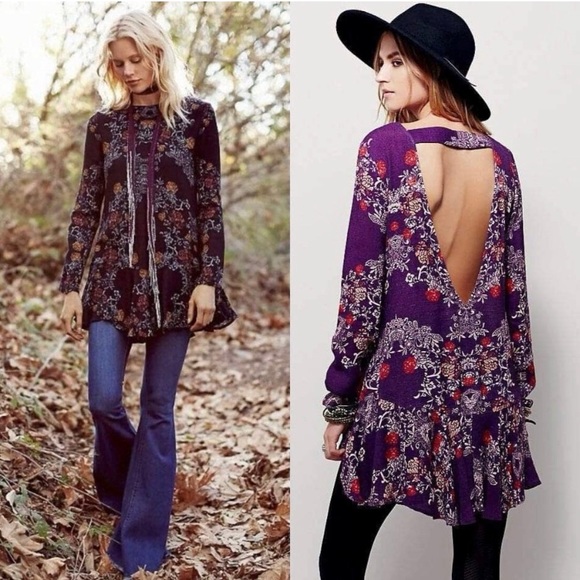 Free People Smooth Talker Mini Dress Sz S Plumberry - Picture 10 of 10